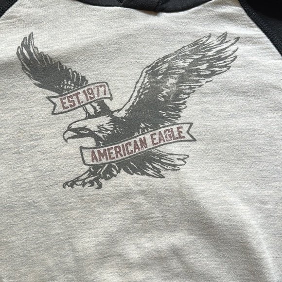 AMERICAN EAGLE VINTAGE Hoodie. Black & light gray. Men’s size SMALL. POCKET. - Picture 3 of 10